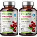 biophix D-Mannose 1000mg cápsulas con probióticos de arándano - D Mannose Suplementos para mujeres - D-Mannose Píldoras para el apoyo a la salud de tracto urinario - Digestive Well-Being - 120 Vcaps 2 Pack