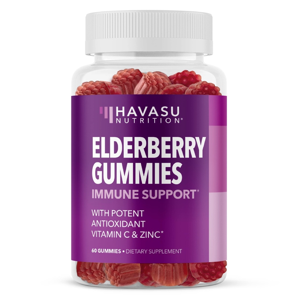 Sambucus Elderberry Gummies for Adults - Immune Support Supplement with Vitamin C and Zinc - Fórmula mejorada para la Defensa diaria - 60 Conde, 1 Mes de Oferta, Berry Flavor - Conveniente Wellness