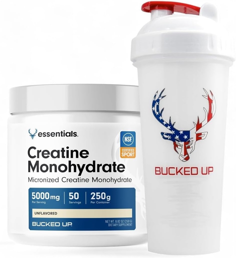 Cuervo Cretina & Shaker Bundle – Micronized Creatine Powder (250g, 50 Servings) + 28oz Leak-Proof BPA-Free Shaker Botella para la mezcla óptima