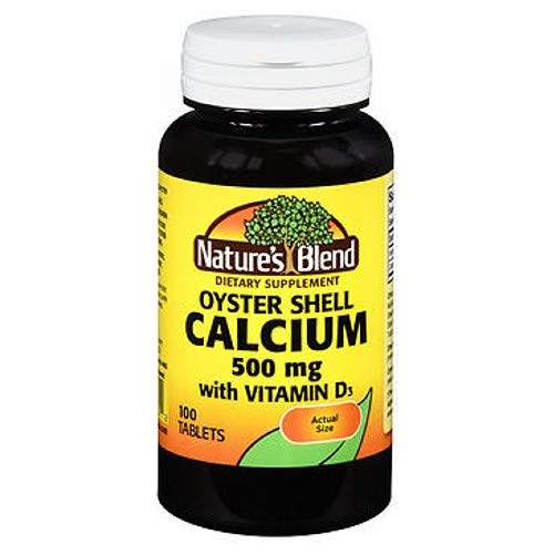 Blend Oyster Shell Calcium 500mg con vitamina D3, 100 Tabletas (Pack of 4)
