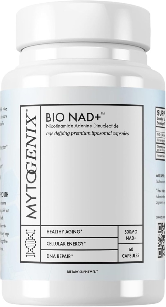 Pure NAD+ Capsules - Nicotinamide Adenine Dinucleotide - NAD+ Suplemento - 60 cápsulas por botella- 500 mg NAD+ por servicio - Promueve la salud celular y la función - Reparación de ADN