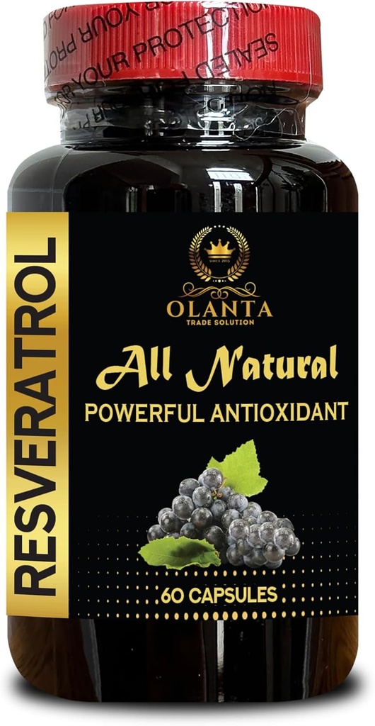 Resveratrol Extract Supplement, Antioxidant Support, Anti-Aging Formula, 60 cápsulas