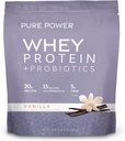 Dr. Mercola Pure Power Whey Protein + Probióticos - 15 Billion CFU - Gut, Muscle & Immune Support - with MCTs & Fiber - Non-GMO & Gluten-Free - 31 oz (22 Servings) - Vanilla