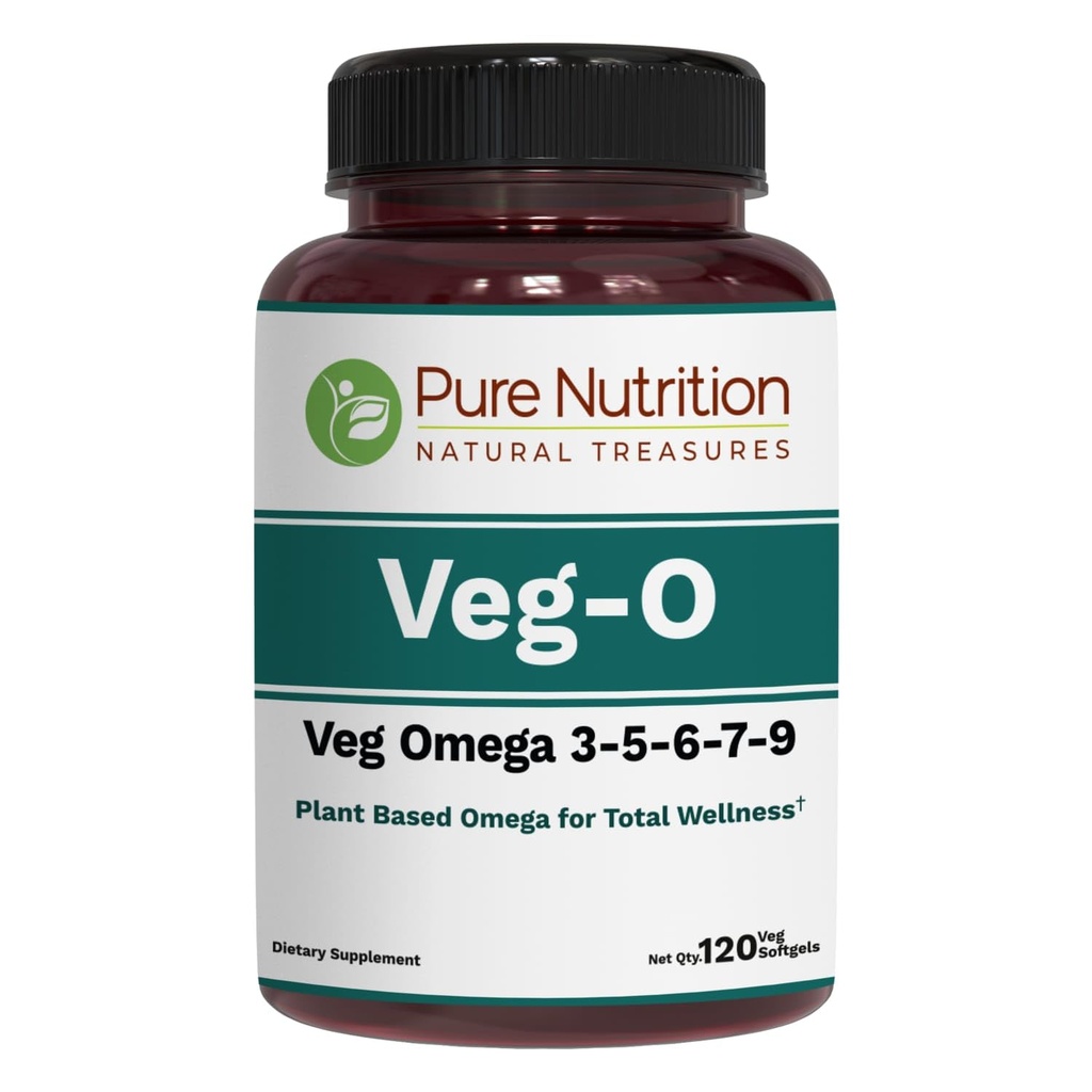 Pura Nutrición Vegan Omega 3-5-6-7-9 TEN 120 Softgels TENIDO 600mg por Serving de 2 Softgels ← Multi Omega Suplemento para la salud general ANTE No GMO ANTE Gluten Free