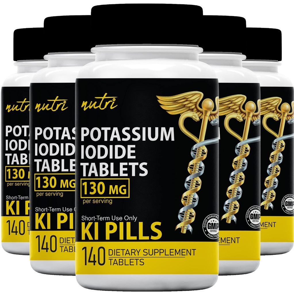 Fusiones de la naturaleza Tablas de Ioduro de potasio (Pack of 5) 130mg - 700 Tablets EXP 10/2032 - YODO Naciente - KI Pills - Yoduro de Potasio
