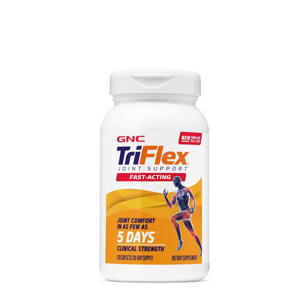 GNC TriFlex Fast-Acting 2.0, mejora el confort conjunto y la fuerza, dosis de fuerza clínica de Glucosamina/Chondroitin y Boswellia- Plus Turmeric, 120 caplets