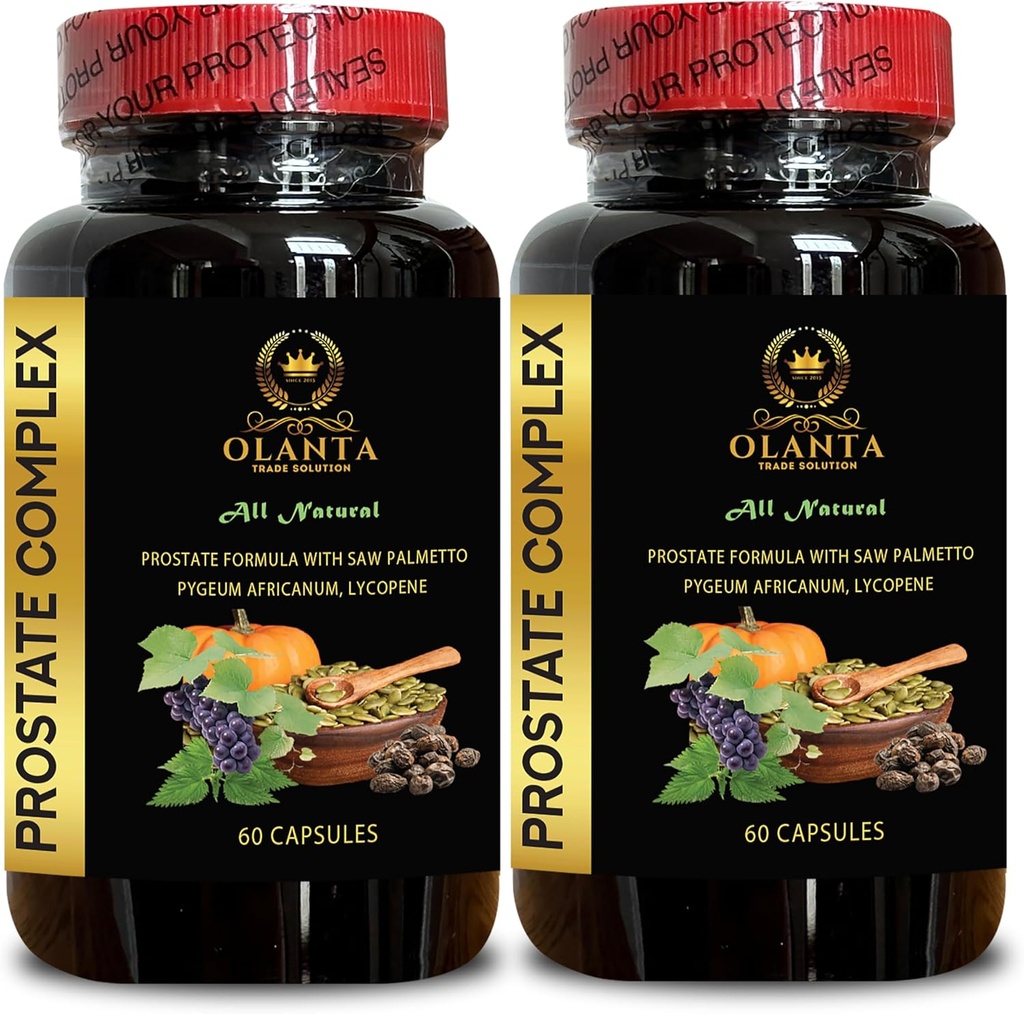 Prostate Complex All Natural - Prostate Formula Supplement, with Saw Palmetto, Pumpkin Seeds Extract, Stinging Nettle, africanum Extract - 2 Bottles 120 Capsules