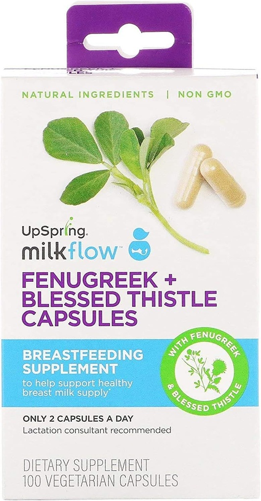 Leche Flow Breastfeeding Suplemento con Fenugreek Beat Thistle (100 cápsulas vegetarianas)