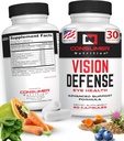 Suplementos de salud ocular para adultos - Soportes &amp; Protege la salud ocular con vitamina A, Lutein, Taurina, raíz tormérica, extracto de semilla de uva &amp; esteto de leche - Vision Defense 60 Ct
