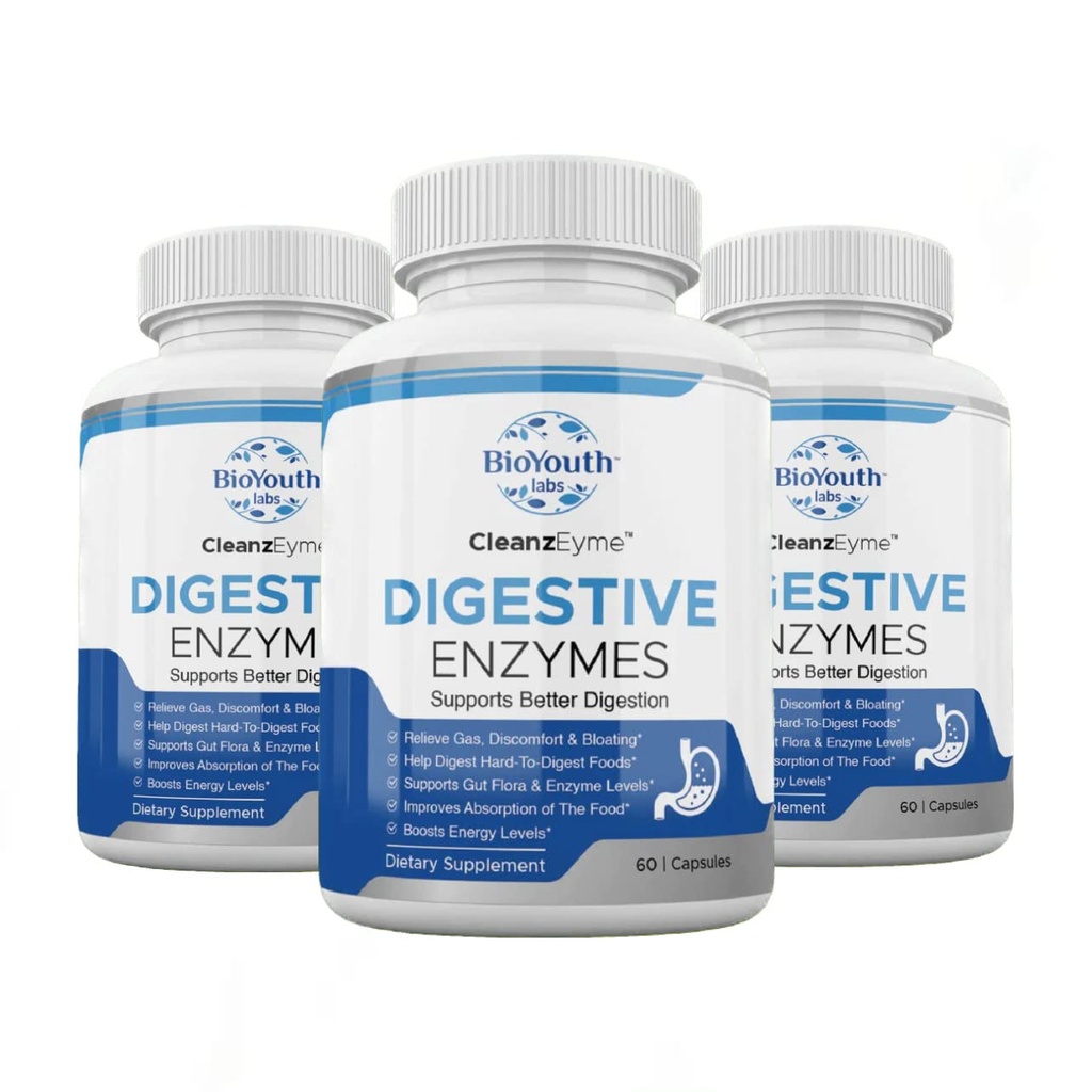 Labs Natural Digestive Enzymes & Probiotic Supplement for Adults, 180 Capsules - Nutritious Blend of Digestive Enzymes & Advantage Probiotic for Digestion & Digestive Health.