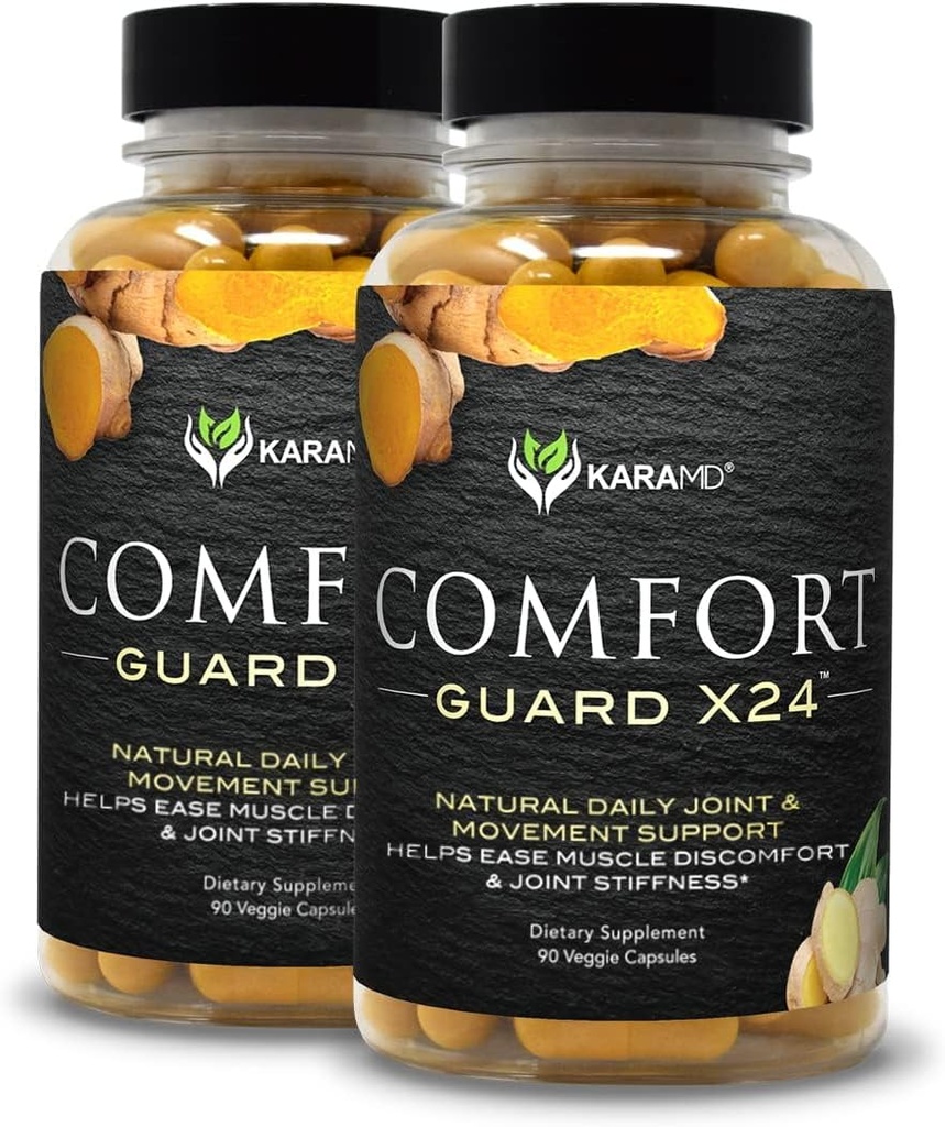 KaraMD Comfort Guard X24 TENIDA Joint &amp; Movement Support Supplement TEN Turmeric Curcumin, Boswellia " Ginger TEN Ease Muscle Discomfort " Joint Stiffness ← Non-GMO, Gluten Free " Vegan Friendly (2 Pack)