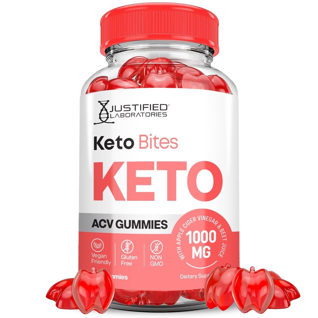 Laboratorios Justificados Keto Bites Keto ACV Gummies Advanced Fórmula 1000MG Keto Bites Keto Gummies Apple Cider Vinegar Formulado con Powder Pomegranate Beet Juice B12 Vegan Non GMO 60 Gummys