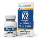 Fuente superior K2 (MK-7) 100 mcg, con D3 (5.000 UI) Suplemento, Quick Dissolve MicroLingual Tablets, 60 Cuenta, Fortalecer Huesos, Cardiovascular &amp; Immune System Support, Non-GMO