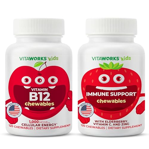 Niños Vitamina B12 Chewables + Elderberry + Zinc + C Chewables Bundle
