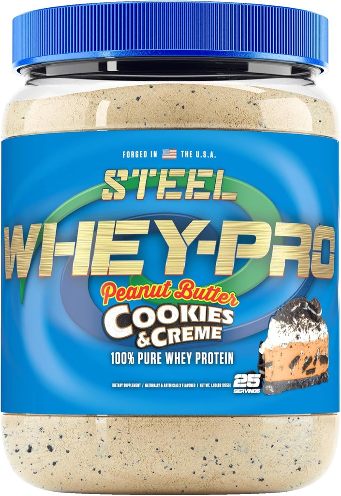 Suplementos de acero Whey-Pro tóxico Whey Protein Powder para Hombres y Mujeres Silenciosos Manteca de maní Cookies " Crema Silencioso 25 Serviciones (1.82lbs) Silencio BCAA Aminoácidos Silenciosos Aminoácidos esenciales Silenciosos Gluten Libre Silencio Bajo Carb