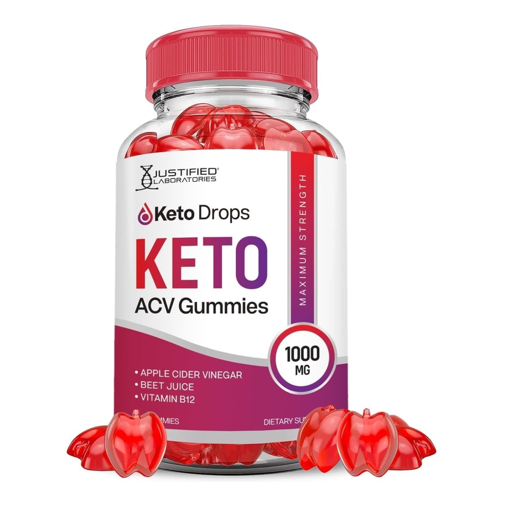 Laboratorios Justificados Keto Drops Keto ACV Gummies Advanced Fórmula 1000MG Keto Drops Keto Gummies Apple Cider Vinegar Formulado con Powder Pomegranate Beet Juice B12 Vegan Non GMO 60 Gummys