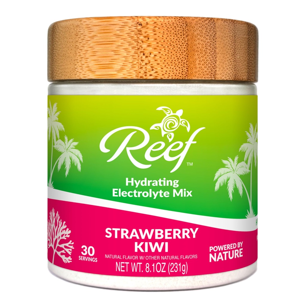 Polvo electrolítico hidratante - Hidratación con electrolitos de la naturaleza + fruta real - Kiwi de fresa, azúcar sin agregado, 5 electrolitos clave + vitaminas, minerales de rastro, no GMO, 30 piezas