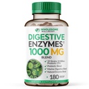 Total Wellness Digestive Enzymes 1000MG Plus Prebiotics & Probiotics Suplemento, 180 Capsules, Organic Plant-Based Vegan Formula for Digestion " Lactose with Amylase " Bromelain,3-6 Months Supply