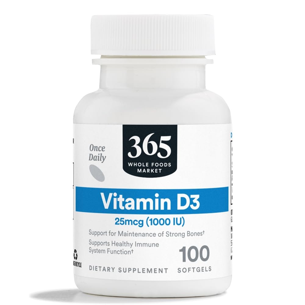 365 by Whole Foods Market, Vitamina D3 Softgels, 1000 UI, 100 CT