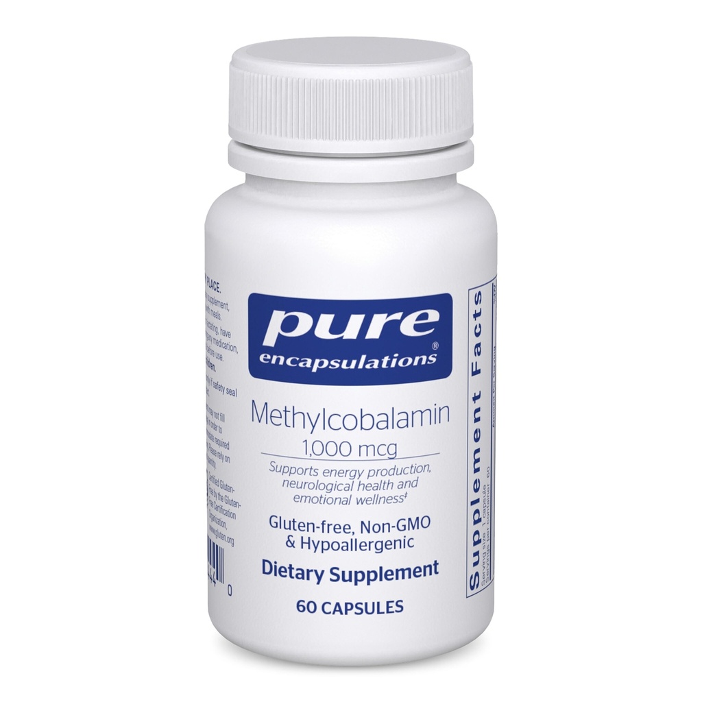 Encapsulaciones puras Metilcobalamina 1,000 mcg - Vitamina B12 Suplemento de soporte Memoria &amp; Nerve Salud - Premium Vitamina B12 cápsulas - 60 cápsulas