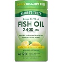 La verdad de la naturaleza Fish Oil 2400mg TEN 120 Quick Release Softgels TEN 720 mg Omega 3 Silencioso Burpless Lemon Flavor Pills ANTE Non-GMO &amp; Gluten Free Supplement