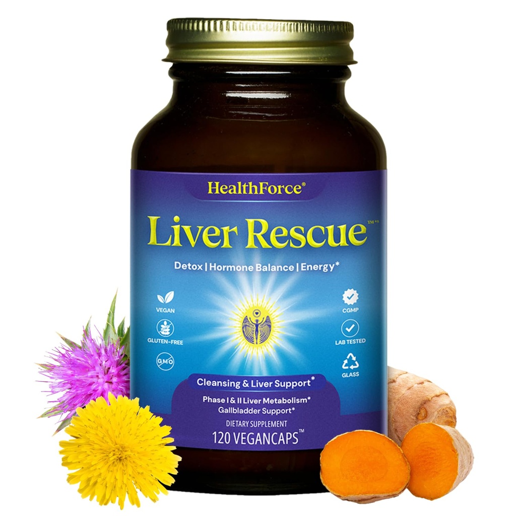 SaludForce SuperFoods Rescate del hígado - Natural Liver Cleanse - with Milk Thistle & Dandelion Root - Gluten-Free & Vegan - 120 Capsules
