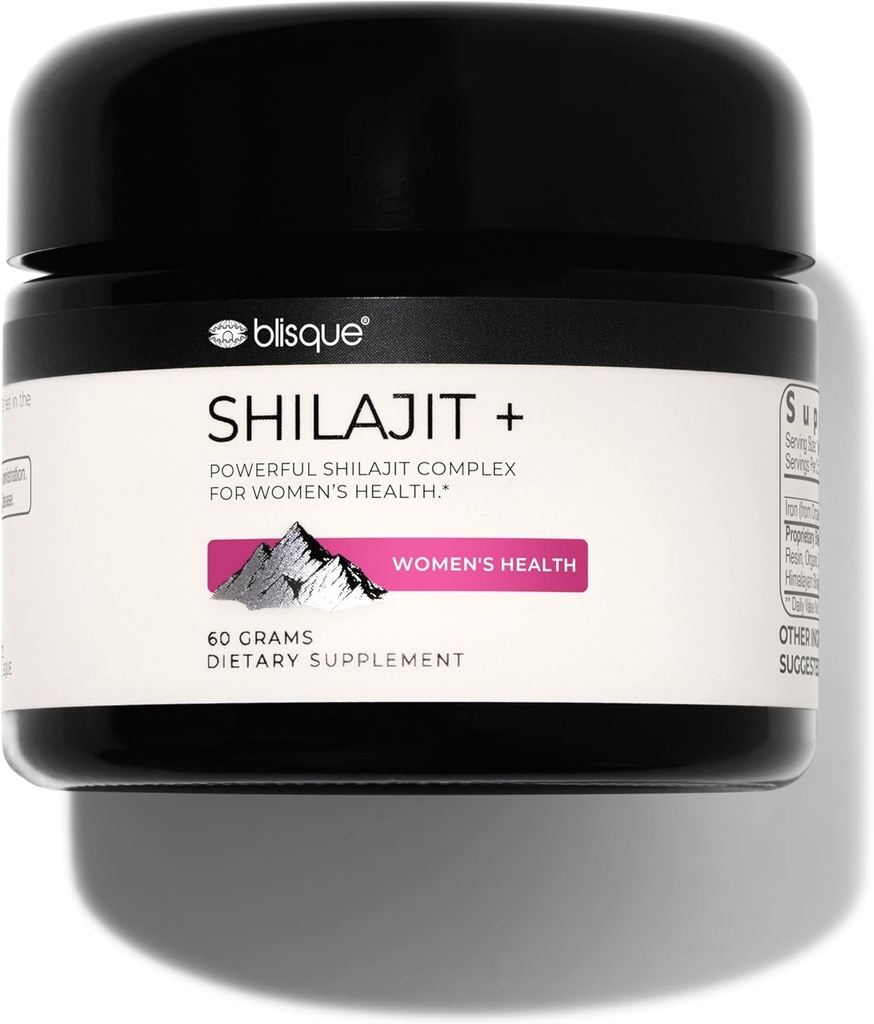 Blisque - Pure Himalayan Orgánica Shilajit Resin Suplemento Silencio para la Salud de las Mujeres Silencioso con Shatavari Orgánica e Hierro Silencio Auténtico y Natural Silencio 60 Gramos