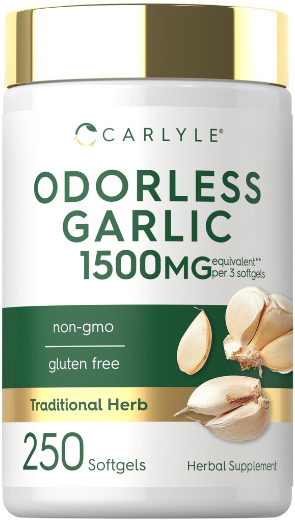 Carlyle Odorless Ajo Softgels 1500mg ← 250 Cuenta Silencioso no GMO, Gluten Free Extract Suplemento