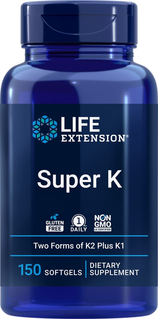 Super K, 150 Softgels, con vitamina K1 y K2 - MK4 &amp; MK7