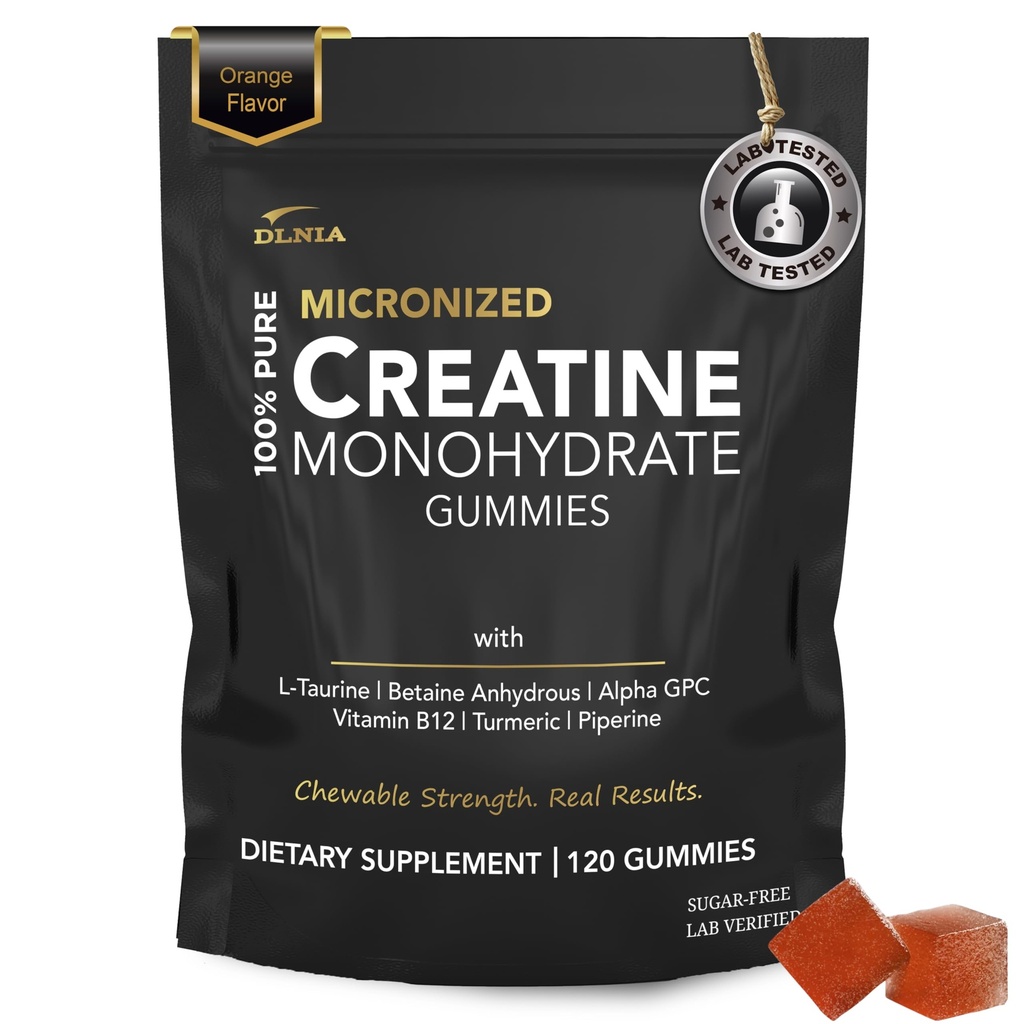 Cretina Monohydrate Gummies para Hombres &amp; Mujeres - Sugar Gratis &amp; Vegan Advanced Formula W/L-Taurine + Vitamina B12 - para la fuerza muscular, constructor de músculos, recuperación, energía adicional