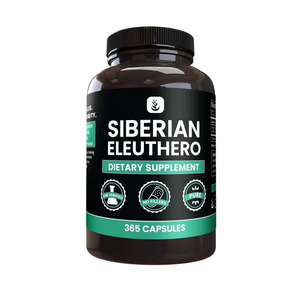 PURE ORIGINAL INGREDIENTS Siberian Eleuthero, Always Pure, No Additives Or Fillers, Lab Verified (365 Count (Pack of 1))