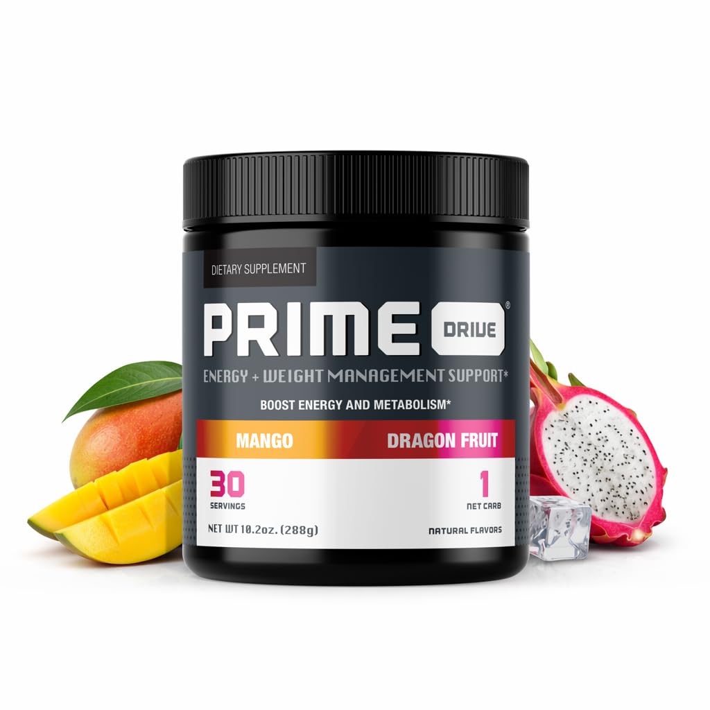 Prime Energy Drive Strawberry Melon Pre Workout Energy Drink Powder, proporciona energía extrema, foco e intensidad, aumenta el metabolismo 10.2oz (30 servidos)