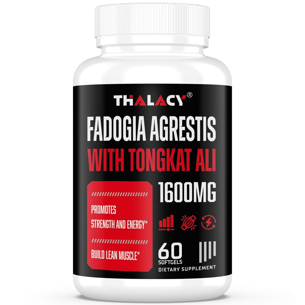 1600mg Fadogia Agrestis Tongkat Ali Suplemento, Fadogia Agrestis Extracto para Hombres con Ashwagandha - Fuerza máxima, 60 Softgels