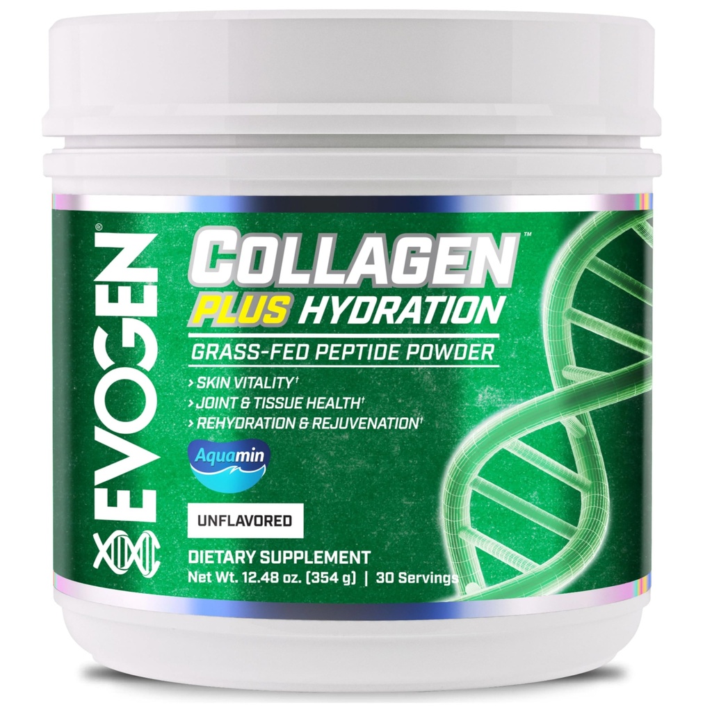 Evogen Collagen Plus Hydration - Grass-Fed Collagen for Women &amp; Hombres Silencio Collagen Peptides Powder ¦ Collagen Powder Apoyo a la Vitalidad de la Esquí, Hidratación, Salud Conjunta de Tejidos TENIDO Desarrollado ANTE 30 Servimientos
