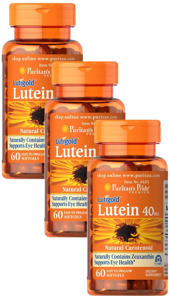 El orgullo de Puritan Lutein 40 Mg con Zeaxanthin, ayuda a apoyar la salud de los ojos*, todo el frijol, 60 Ct, (Pack of 3)