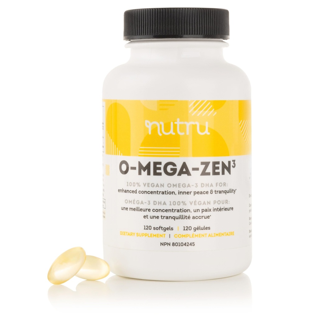 O-Mega-Zen3 Vegan Omega 3 DHA Suplemento - 400 mg DHA Ácidos grasos esenciales - Carrageenan libre - Premium Algal Basado Petróleo alternativo Suplemento - 120 Softgels