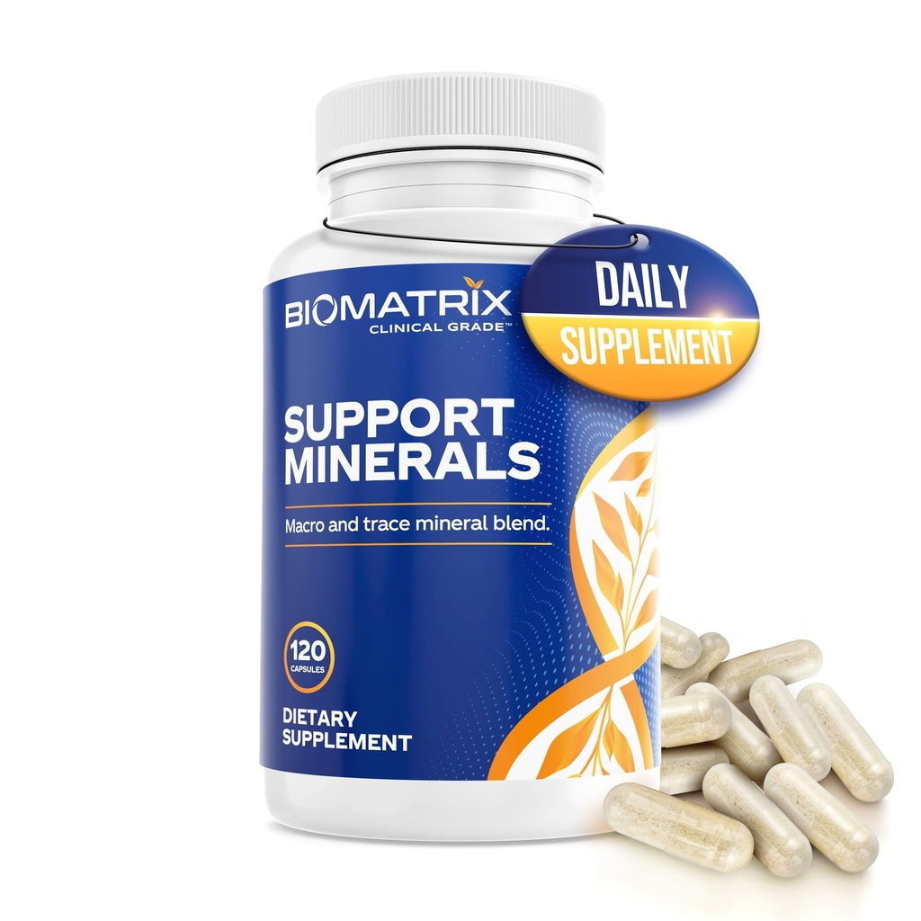BioMatrix Suplemento Mineral para Hombres y Mujeres, Minerales Chelated ← Libre de Hierro, Calcio, Magnesio, Cobre, Zinc, Vitamina D, Iodine ← Veggie Caps, 30-Day Supply