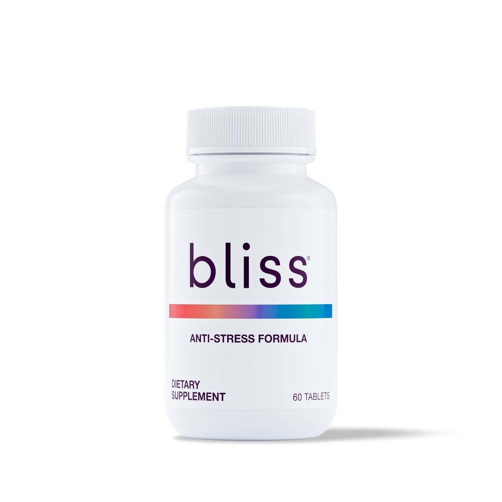 Bliss Herbal Stress Support – Tablas Adaptogénicas con Ashwagandha, Rhodiola & L-Theanine – Promueve la calma, equilibrio de humor " Claridad mental – Vegan " Gluten-Free – 60 Tablets