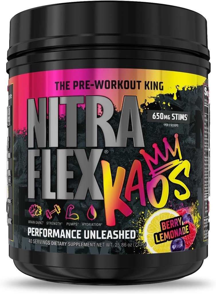 Nitraflex KAOS Berry Lemonade Pre-Workout Polvo,