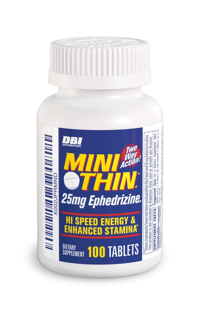 Mini Thin - Dos-Way - Capsules de energía Formulados con Caffeine y Ephedrizine - 100 cápsulas