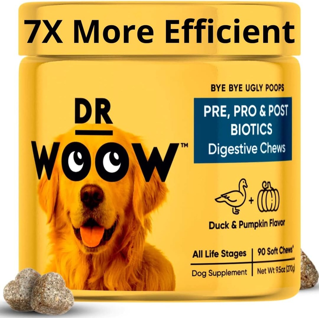 Probióticos para Perros, Probióticos para Perros y Enzimas Digestivos, Pato & Pumpkin Flavor Perro Probiótico Suplementos, Vitaminas Perros Perros Probióticos y Prebióticos para Perros, Alivio del Gas Perro