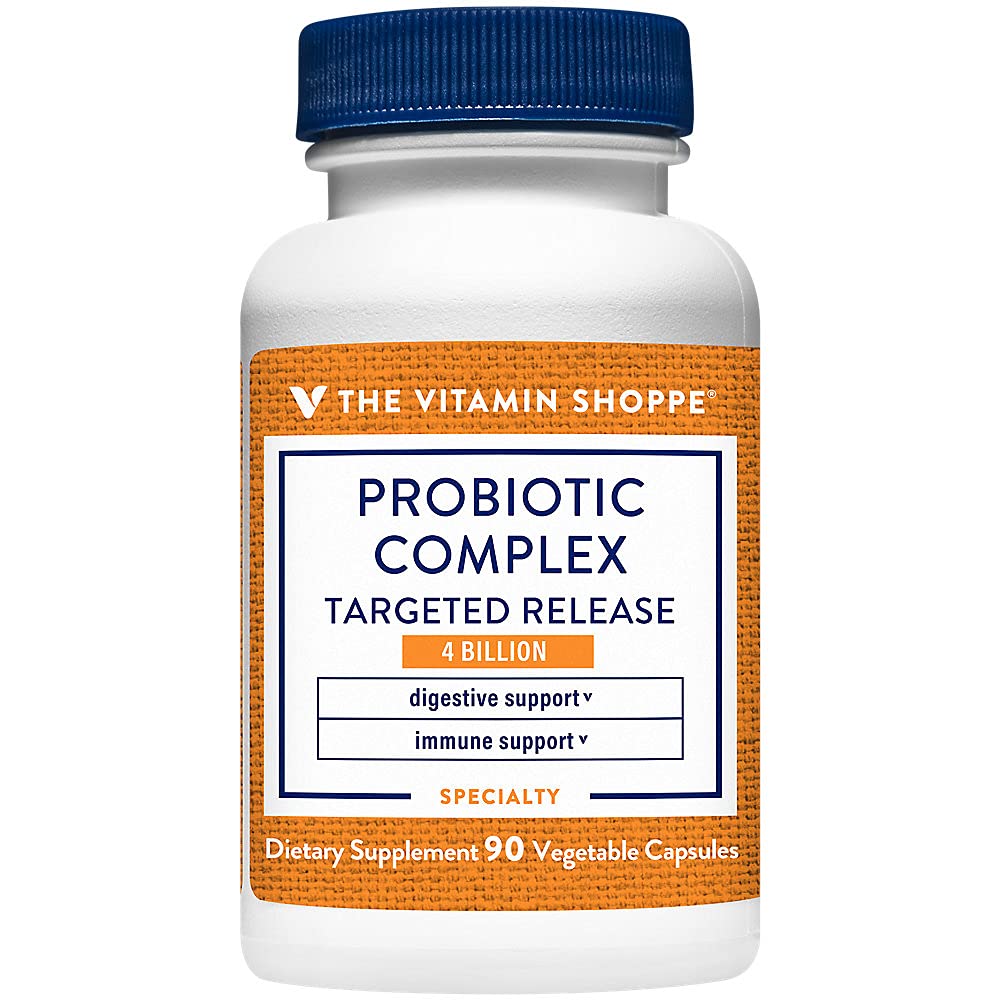 El Complejo Probiótico de Vitamin Shoppe 4 Billones CFUs – Capas de verduras de liberación dirigida – apoya la enfermedad intestinal y la digestión con un balance de las estrañas probióticas (90 cápsulas vegetales)