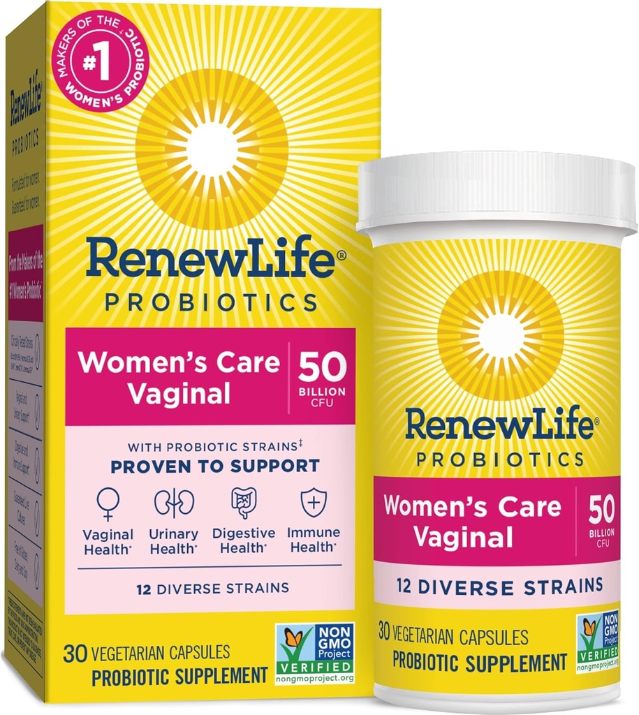 Renovar las cápsulas probióticas de las mujeres de la vida, 50 millones de CFU garantizados, soporta el equilibrio pH, Vaginal, orina, digestivo e inmune de salud(2), L. Rhamnosus GG, Dairy, Soy y Gluten-Free, 30 Cuenta