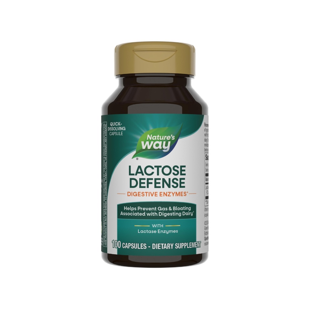 Nature's Way Lactose Defense, Digestive Enzymes*, Supports The Digestion of Dairy*, 690 mg de lactase por 3-Capsule Serving, 100 Capsules (Packaging May Vary)