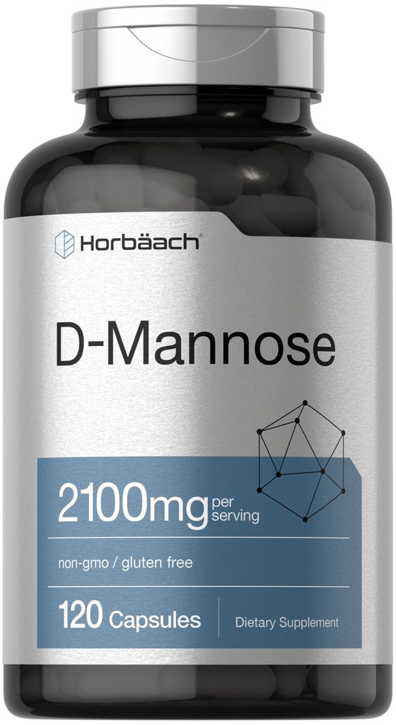 Horbäach D-Mannose TENIDO 2100mg ANTE 120 cápsulas TENIDO Potency más alta ANTE NO GMO &amp; Gluten Free Supplement