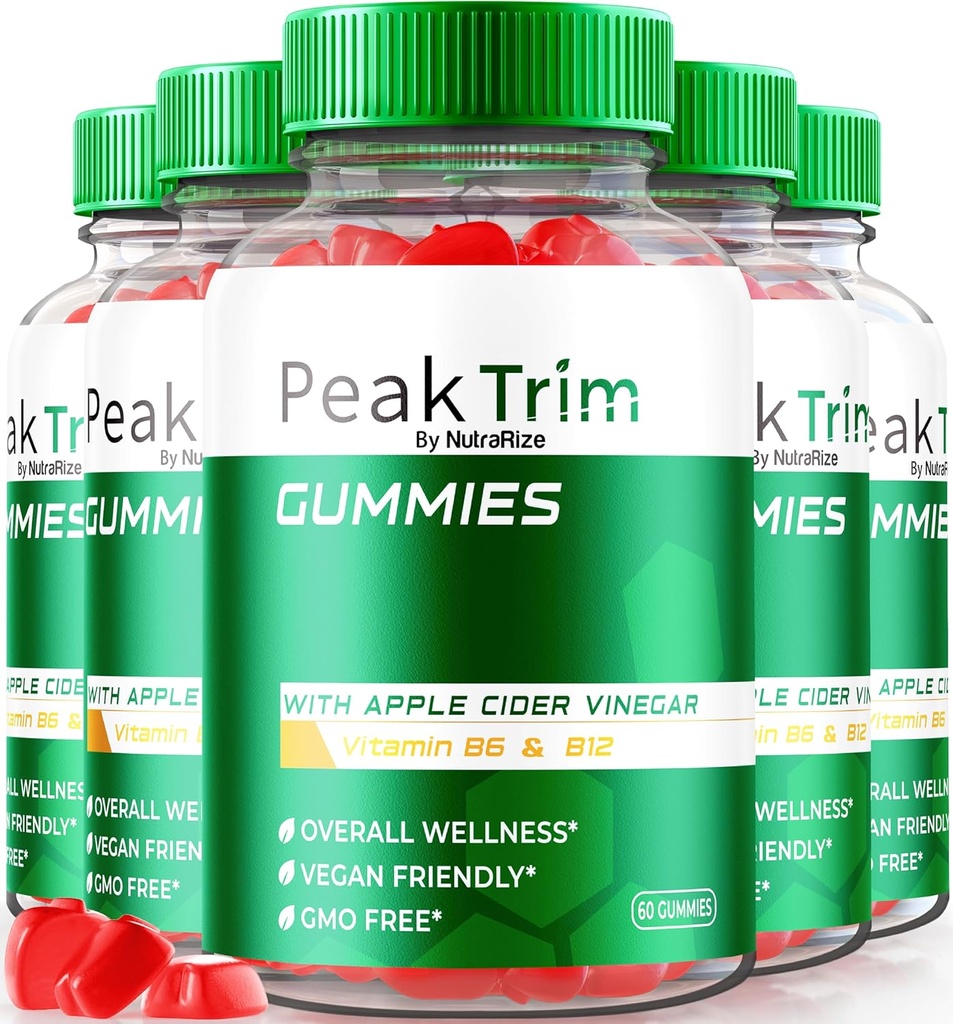(5 Pack) PeakTrim Keto Gummies, PeakTrim Keto ACV Gummies, All Natural Keto Gummy, Apple Cider Vinegar 1000MG, Maximum Strength Weight Loss Suplemento de Apoyo a la Fitness, Revisión (300 Gummies)
