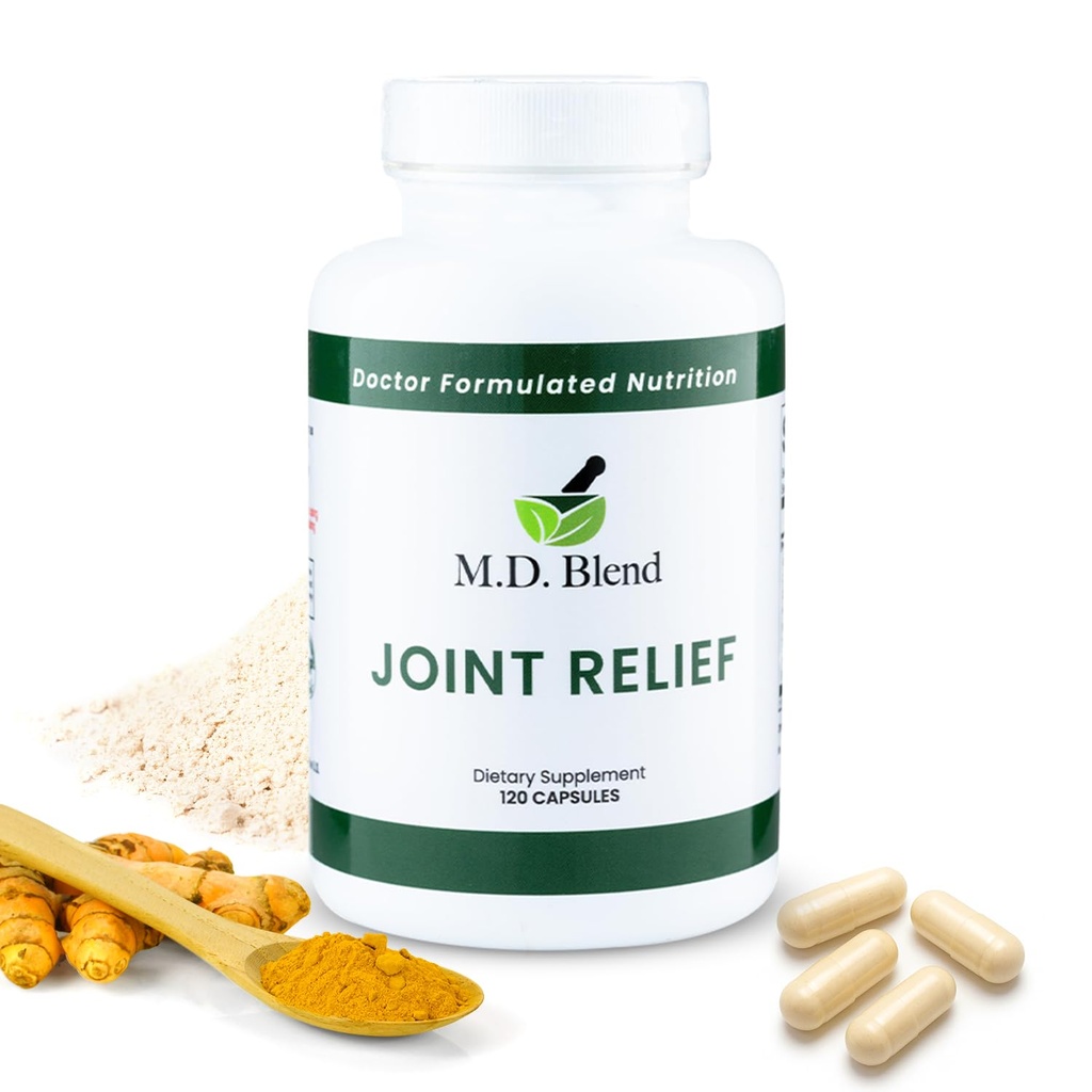 M.D. Joint - Expert Formulated Supplement - Knees, HIPS, Ankles Movement &amp; Mobility - Daily Wellness Blend - Collagen, Hydrolyzed, Glucosamine, BioPerine, Turmeric - 120 Capsules (Pack of 1)