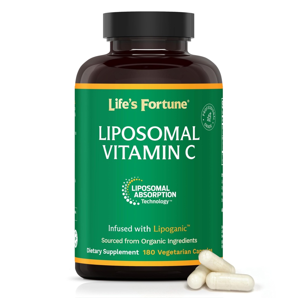 Vitamina Liposómica de la Fortuna de la Vida C 2100 mg, Absorción Interina Rápida, Biodisponibilidad Superior Apoyo al Sistema Inmunitario, Suplemento Antioxidante Fórmula – Booster Collagen – 180 cápsulas
