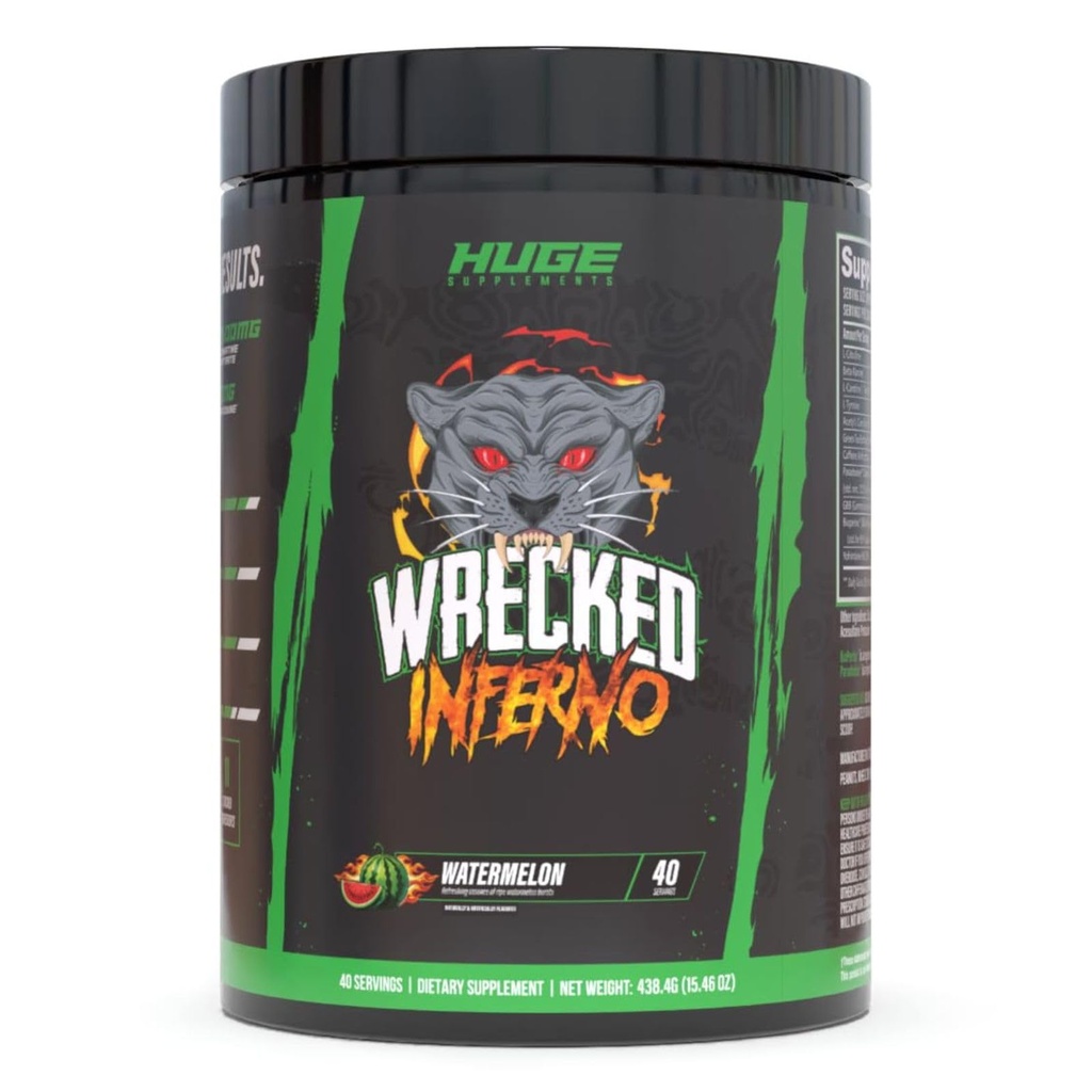 Wrecked Inferno - Thermogenic Pre Workout For Men &amp; Women, Increase Energy, Boost Thermogenesis " Metabolism, Enhance Exercise Performance - Contiene L-Citrulline, L-Carnitine, Beta-Alanine " Más