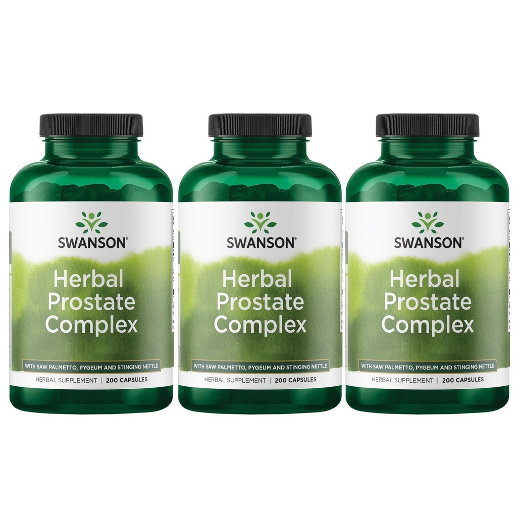 Complejo de Prostata Herbal Swanson - Suplemento de Hombre - Características Pygeum, Saw Palmetto & Stinging Nettle - (200 cápsulas) (3 Pack)